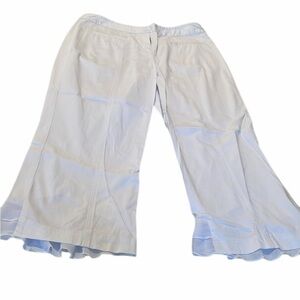 𝅺Together size 12 white cropped stretch & sheer ruffle detail at hem NWOT